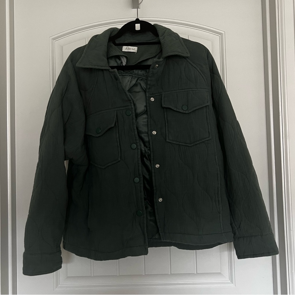Bucket List Green Quilted Jacket size Small